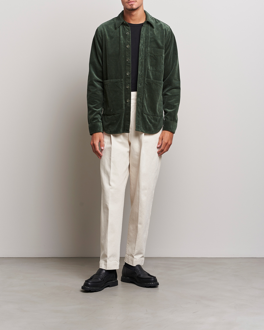 Mies | Kauluspaidat | Aspesi | Corduroy Utility Shirt Dark Military