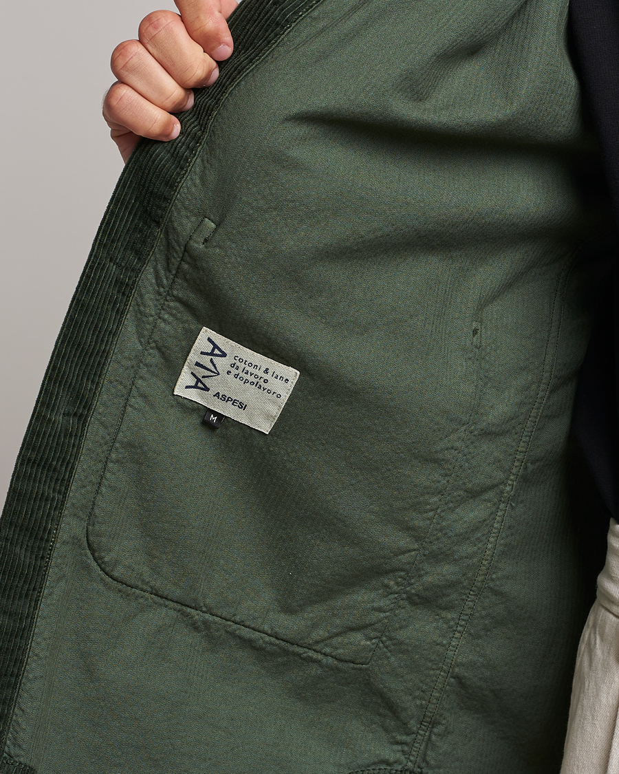 Mies | Kauluspaidat | Aspesi | Corduroy Utility Shirt Dark Military