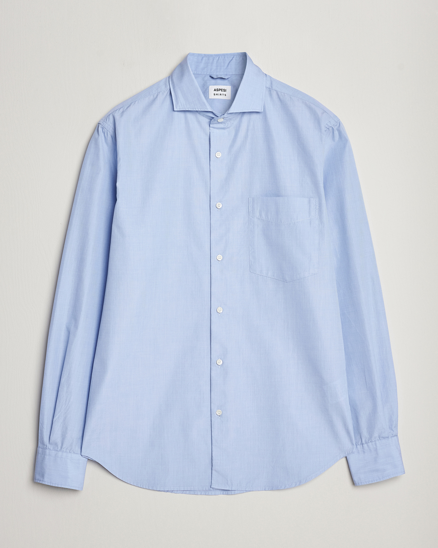 Mies |  | Aspesi | Striped Poplin Shirt Light Blue