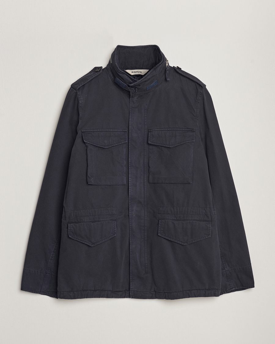 Mies | Takit | Aspesi | Lined Cotton Field Jacket Navy