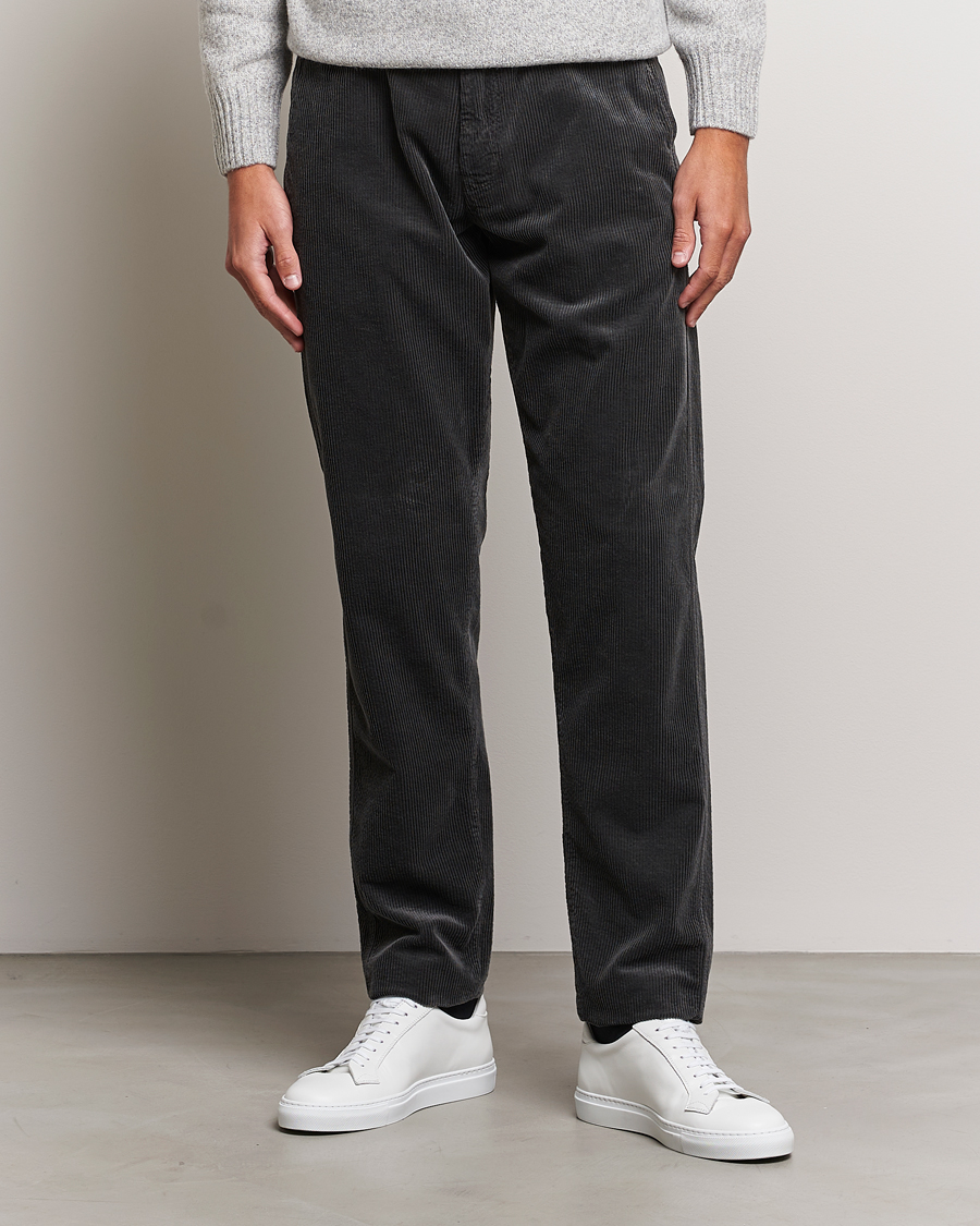 Mies | Housut | Aspesi | Drawstring Corduroy Trousers Charcoal