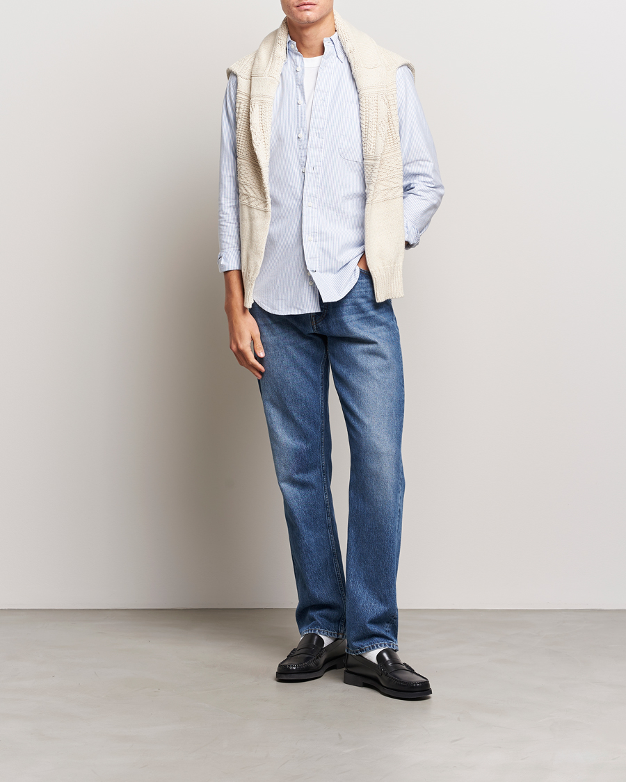 Mies | Kauluspaidat | Gitman Vintage | Button Down Striped Oxford Shirt Light Blue