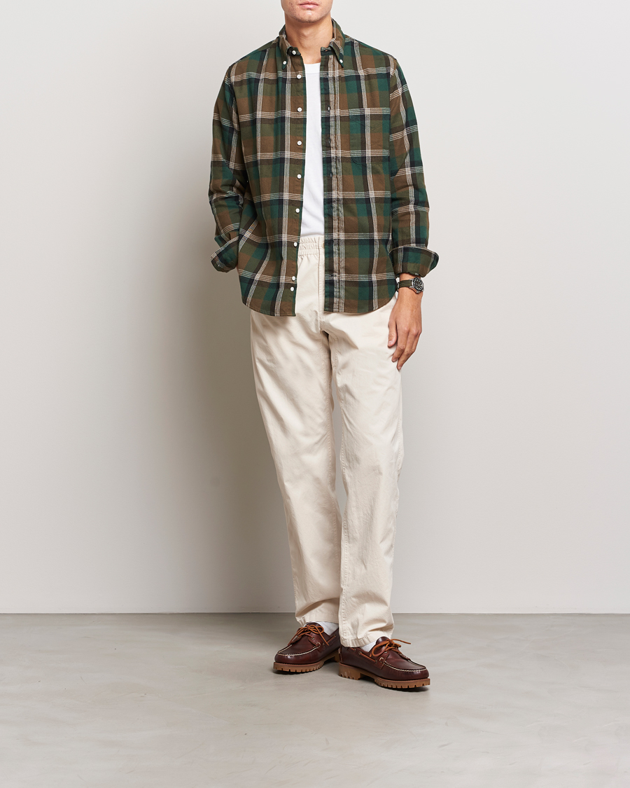 Mies | Kauluspaidat | Gitman Vintage | Button Down Shaggy Flannel Shirt Olive Check
