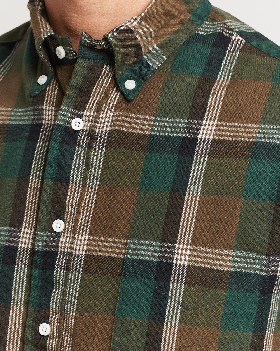 Mies | Kauluspaidat | Gitman Vintage | Button Down Shaggy Flannel Shirt Olive Check