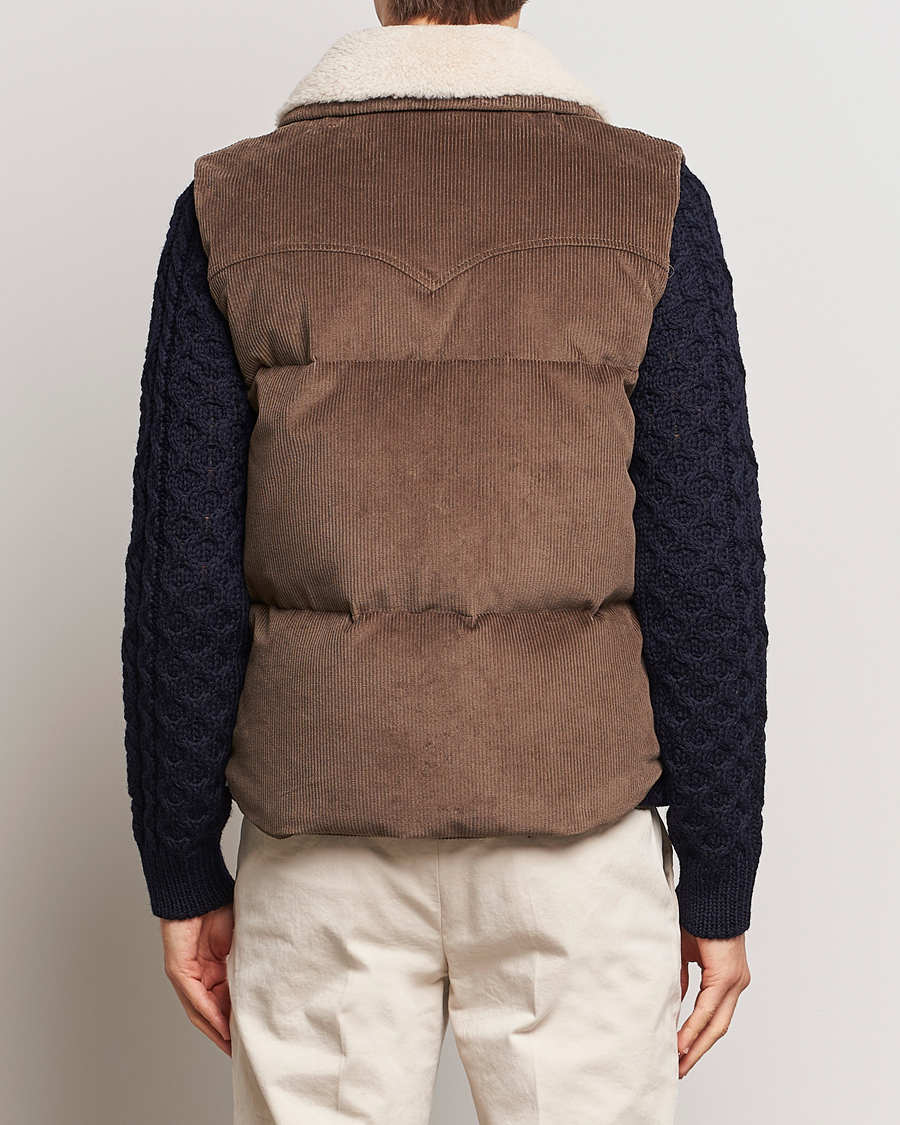 Mies | Takit | Valstar | Corduroy Shearling Collar Down Vest Brown
