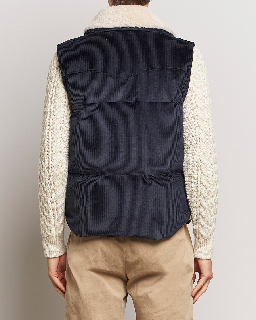 Mies | Takit | Valstar | Corduroy Shearling Collar Down Vest Navy