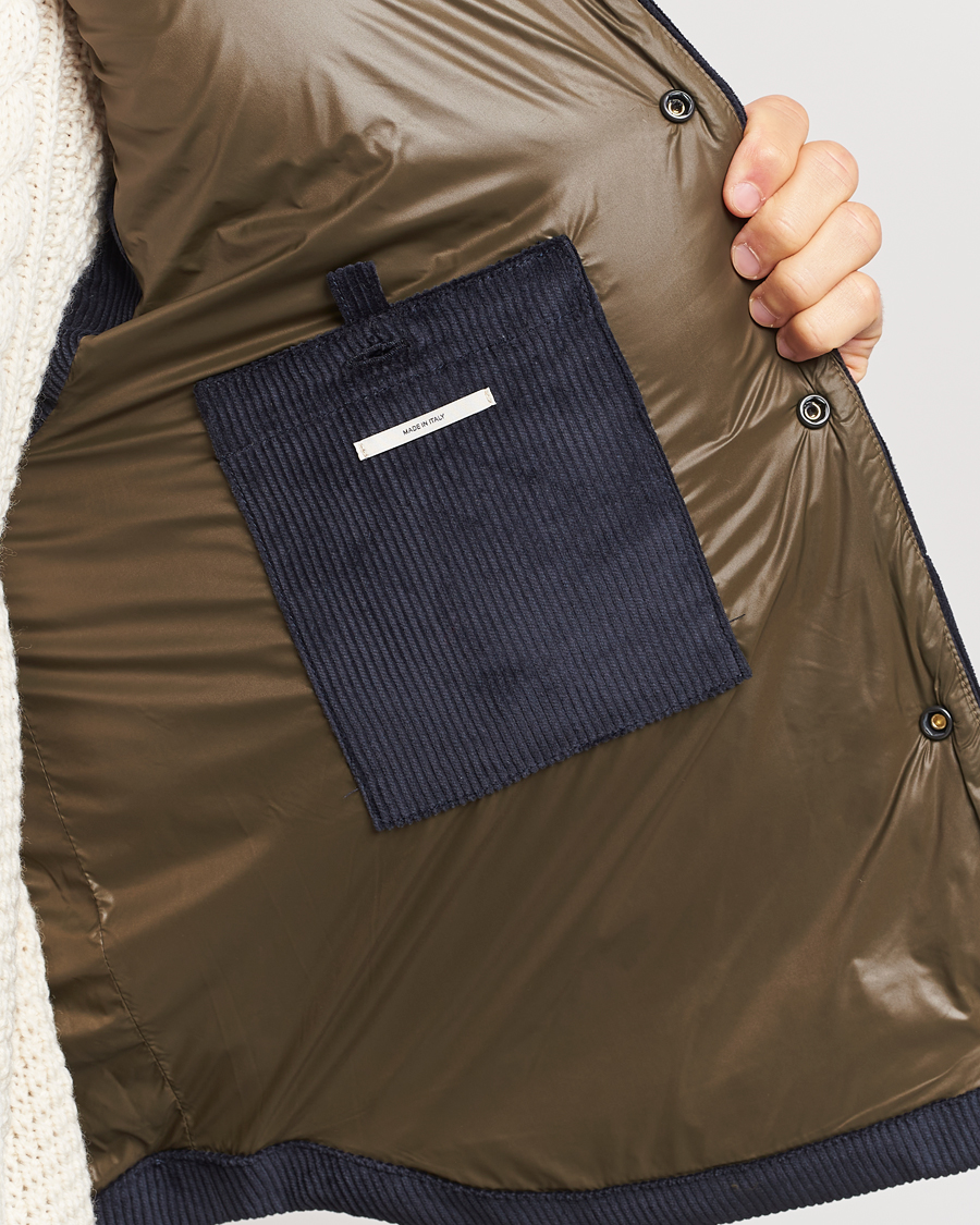 Mies | Takit | Valstar | Corduroy Shearling Collar Down Vest Navy