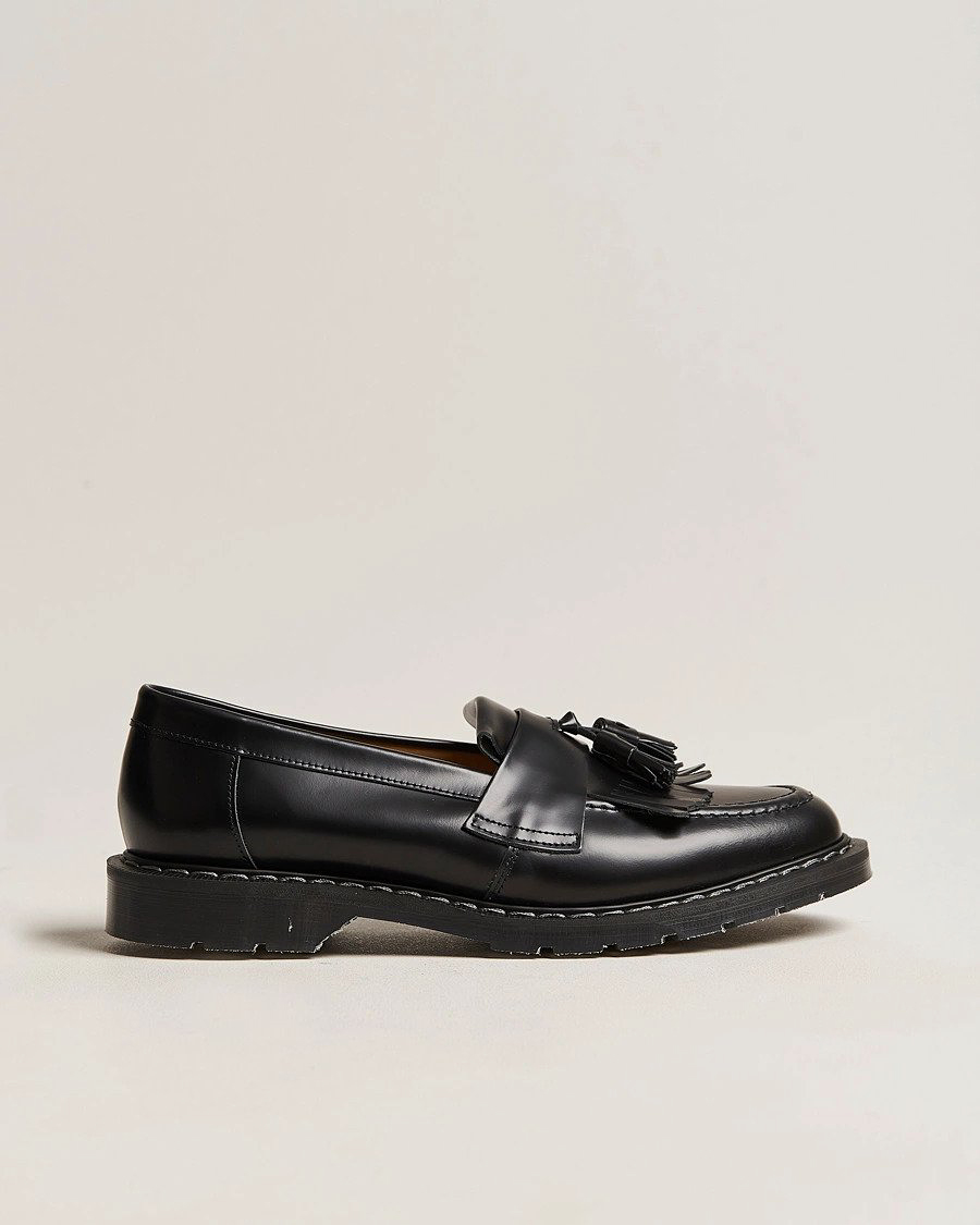 Mies | Käsintehdyt kengät | Solovair | Tassel Loafer Black Shine