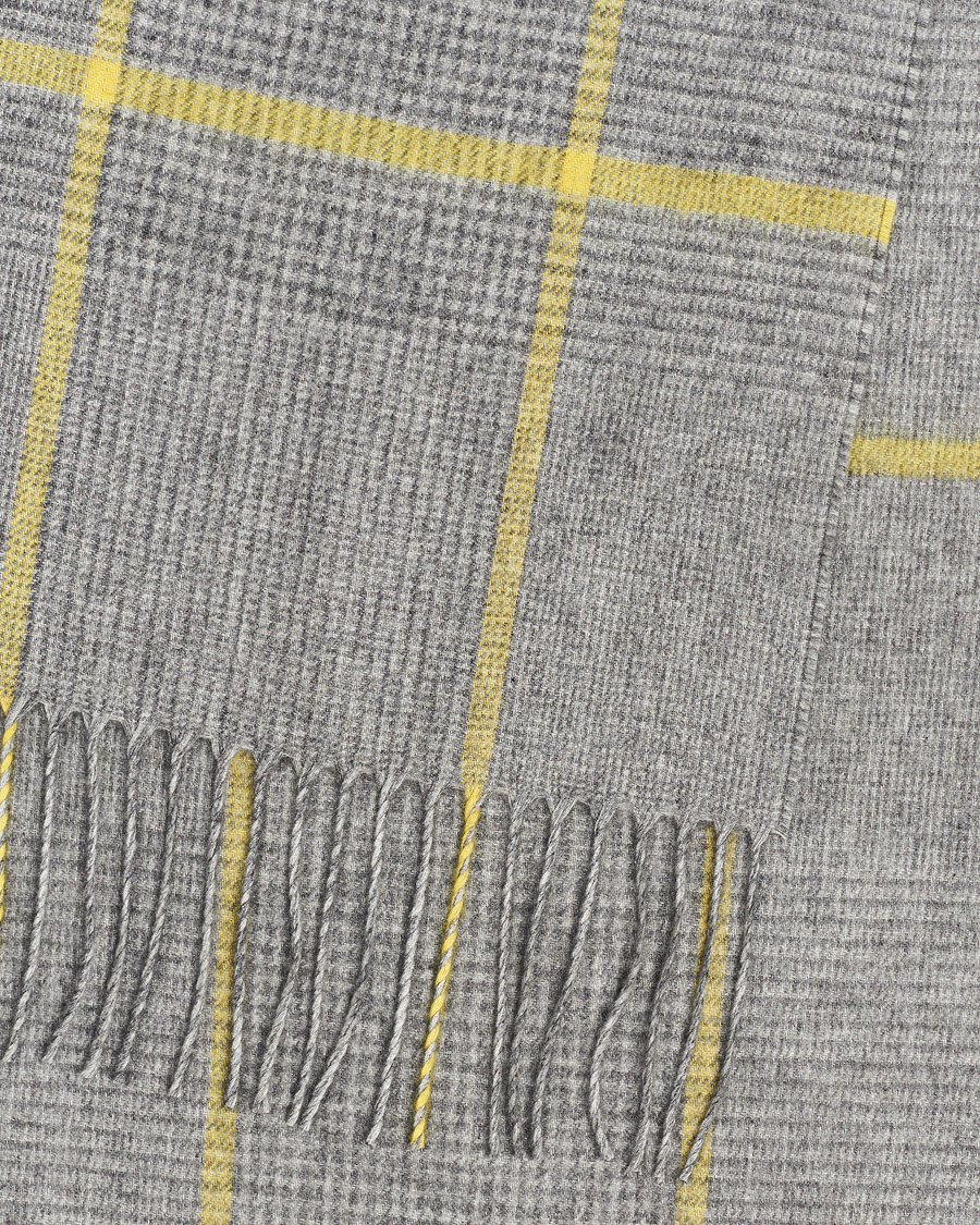 Mies | Piacenza Cashmere Cashmere/Silk Glencheck Scarf Grey/Yellow | Piacenza Cashmere | Cashmere/Silk Glencheck Scarf Grey/Yellow