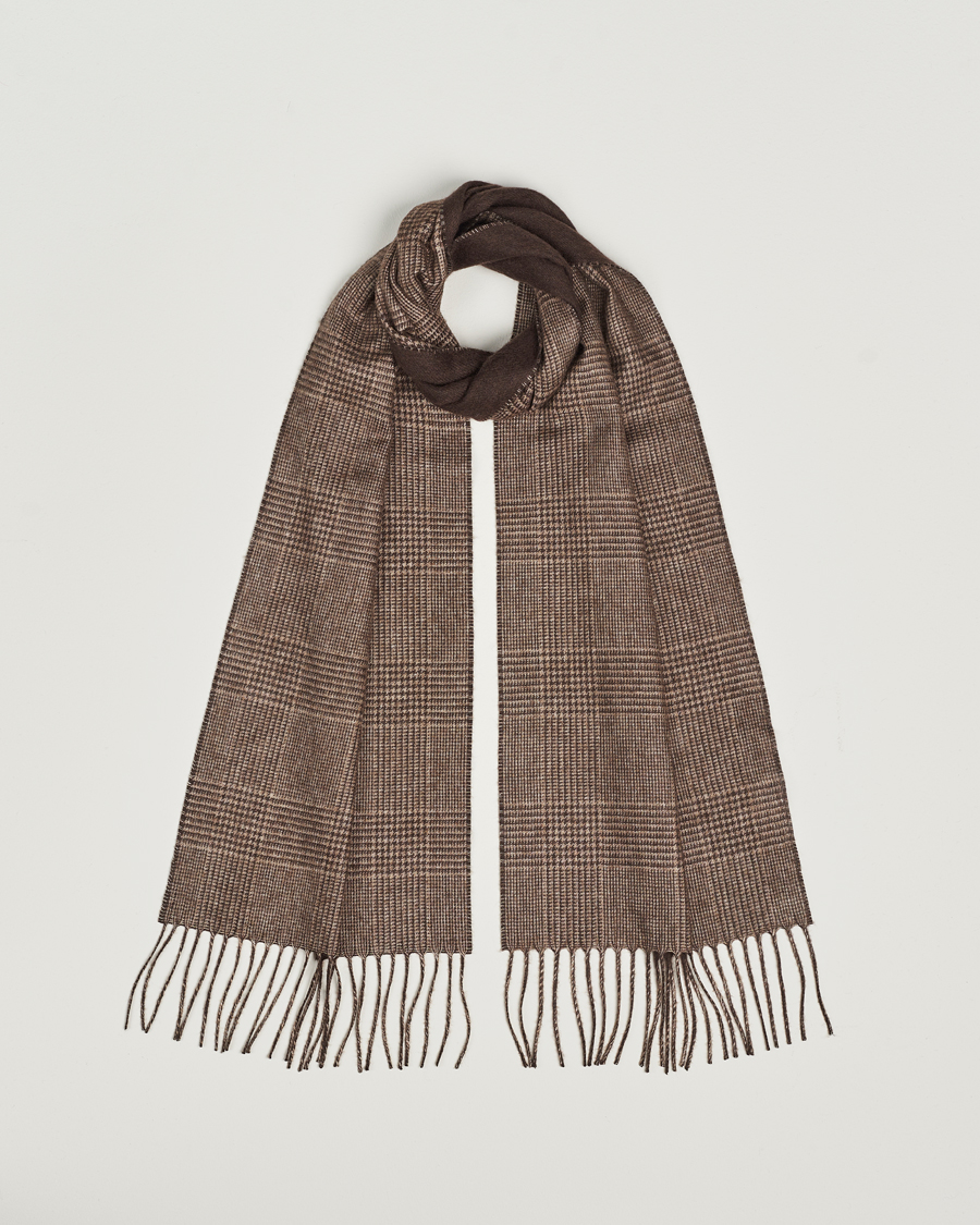 Mies | Piacenza Cashmere Cashmere/Silk Glencheck Scarf Brown | Piacenza Cashmere | Cashmere/Silk Glencheck Scarf Brown