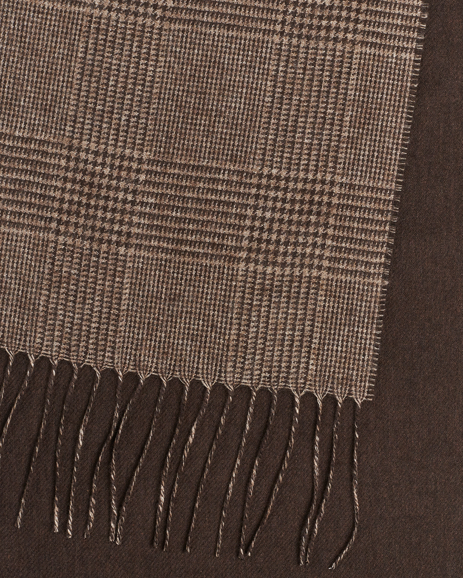 Mies | Piacenza Cashmere Cashmere/Silk Glencheck Scarf Brown | Piacenza Cashmere | Cashmere/Silk Glencheck Scarf Brown