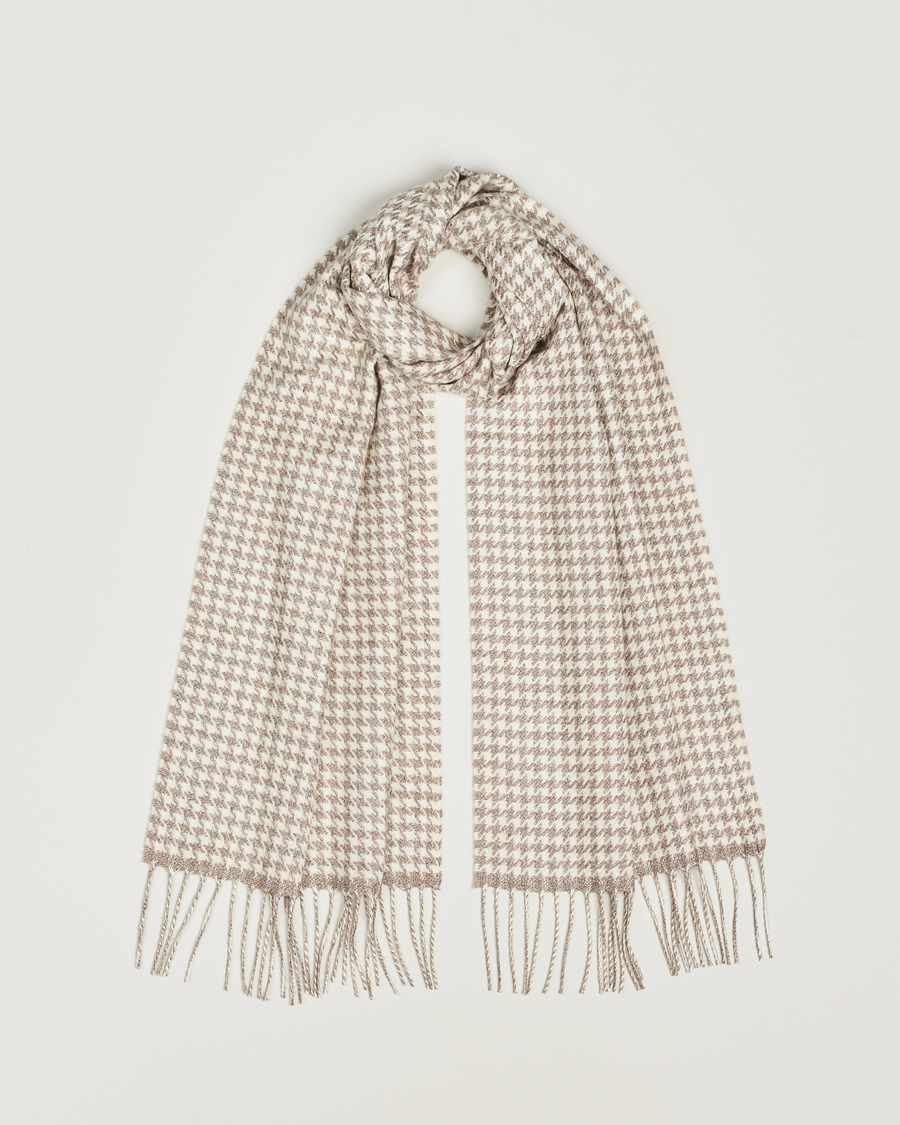 Mies | Piacenza Cashmere Cashmere/Silk Houndstooth Scarf Beige | Piacenza Cashmere | Cashmere/Silk Houndstooth Scarf Beige