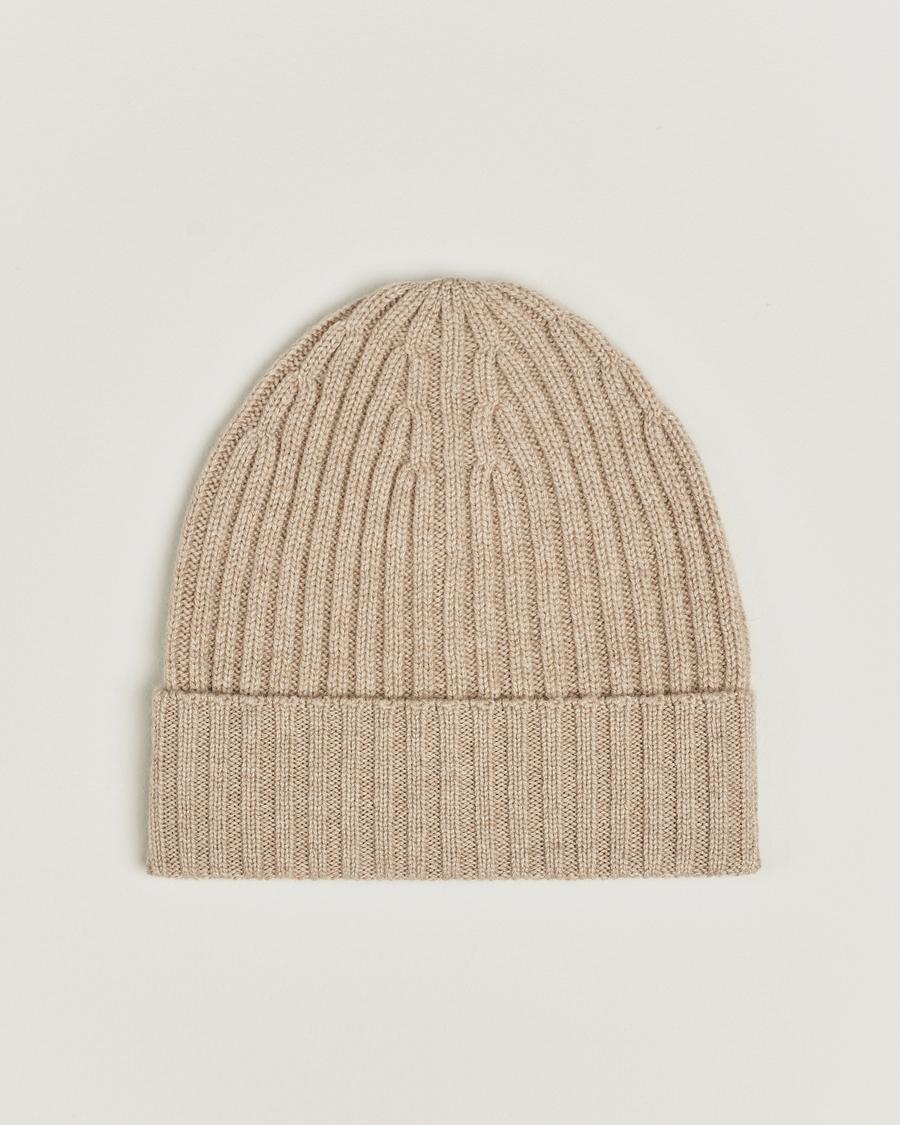 Mies | Piacenza Cashmere Ribbed Cashmere Beanie Light Beige | Piacenza Cashmere | Ribbed Cashmere Beanie Light Beige