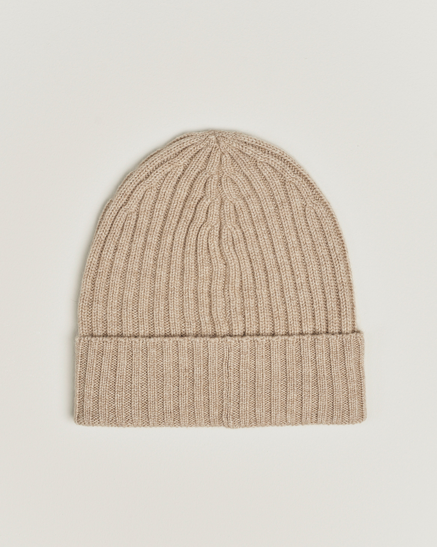 Mies | Piacenza Cashmere Ribbed Cashmere Beanie Light Beige | Piacenza Cashmere | Ribbed Cashmere Beanie Light Beige