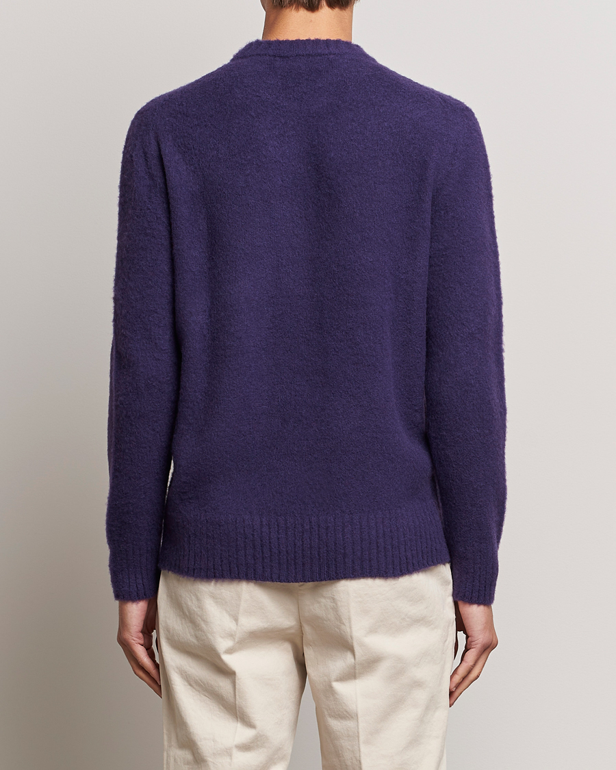 Mies | Puserot | Piacenza Cashmere | Brushed Wool Crew Neck Dark Purple