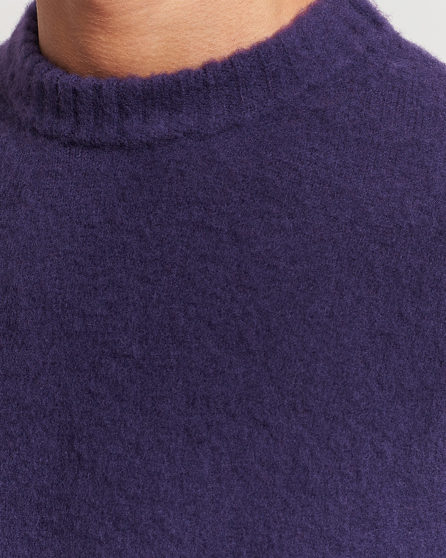 Mies | Puserot | Piacenza Cashmere | Brushed Wool Crew Neck Dark Purple