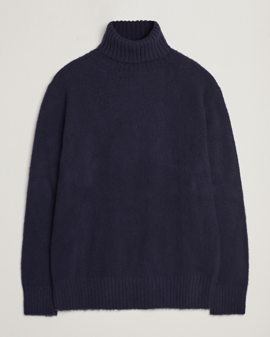 Mies | Puserot | Piacenza Cashmere | Brushed Wool Rollneck Navy