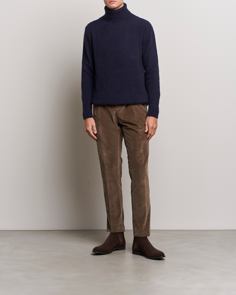 Mies | Puserot | Piacenza Cashmere | Brushed Wool Rollneck Navy