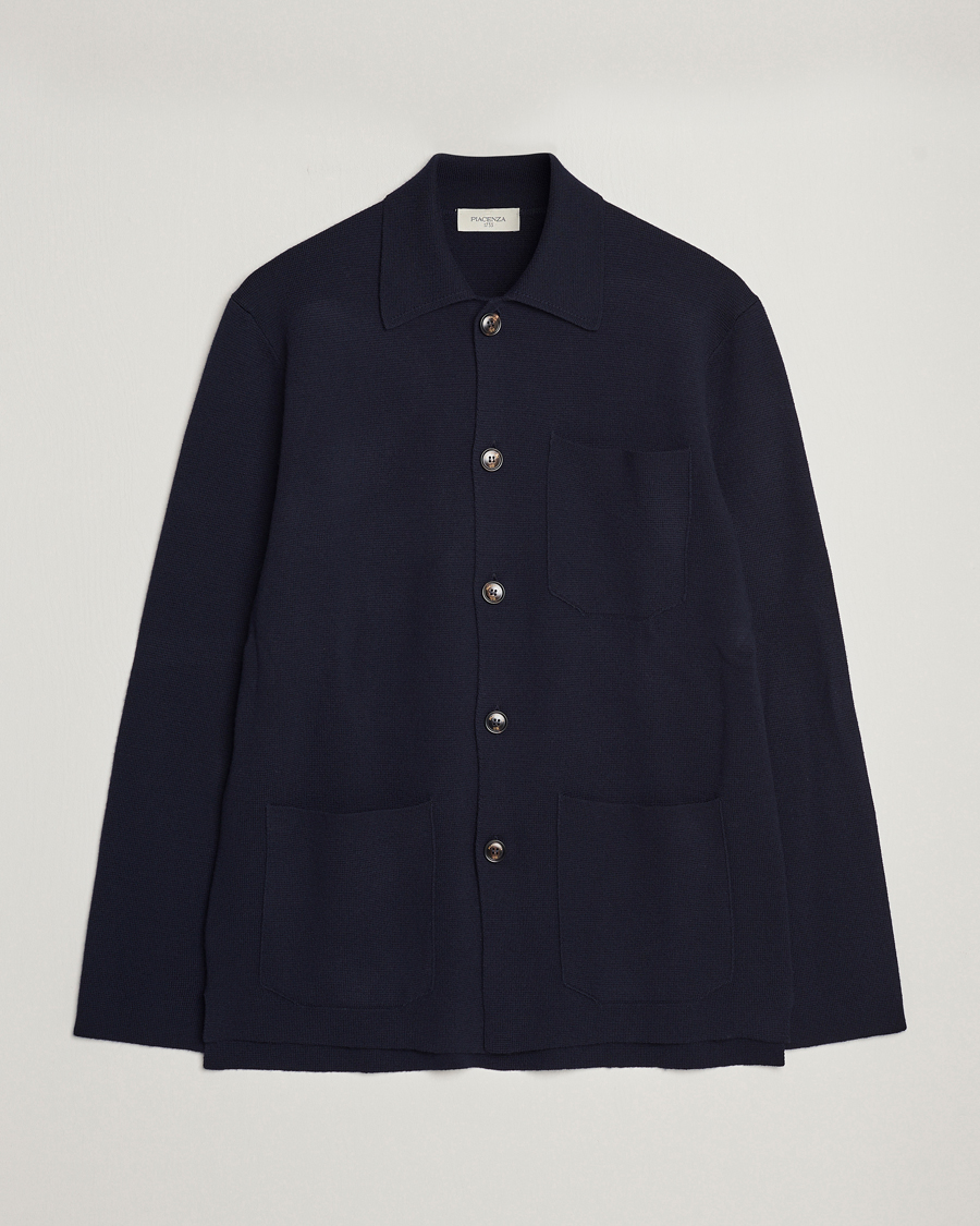 Mies | Puserot | Piacenza Cashmere | Virgin Wool Knit Cardigan Navy
