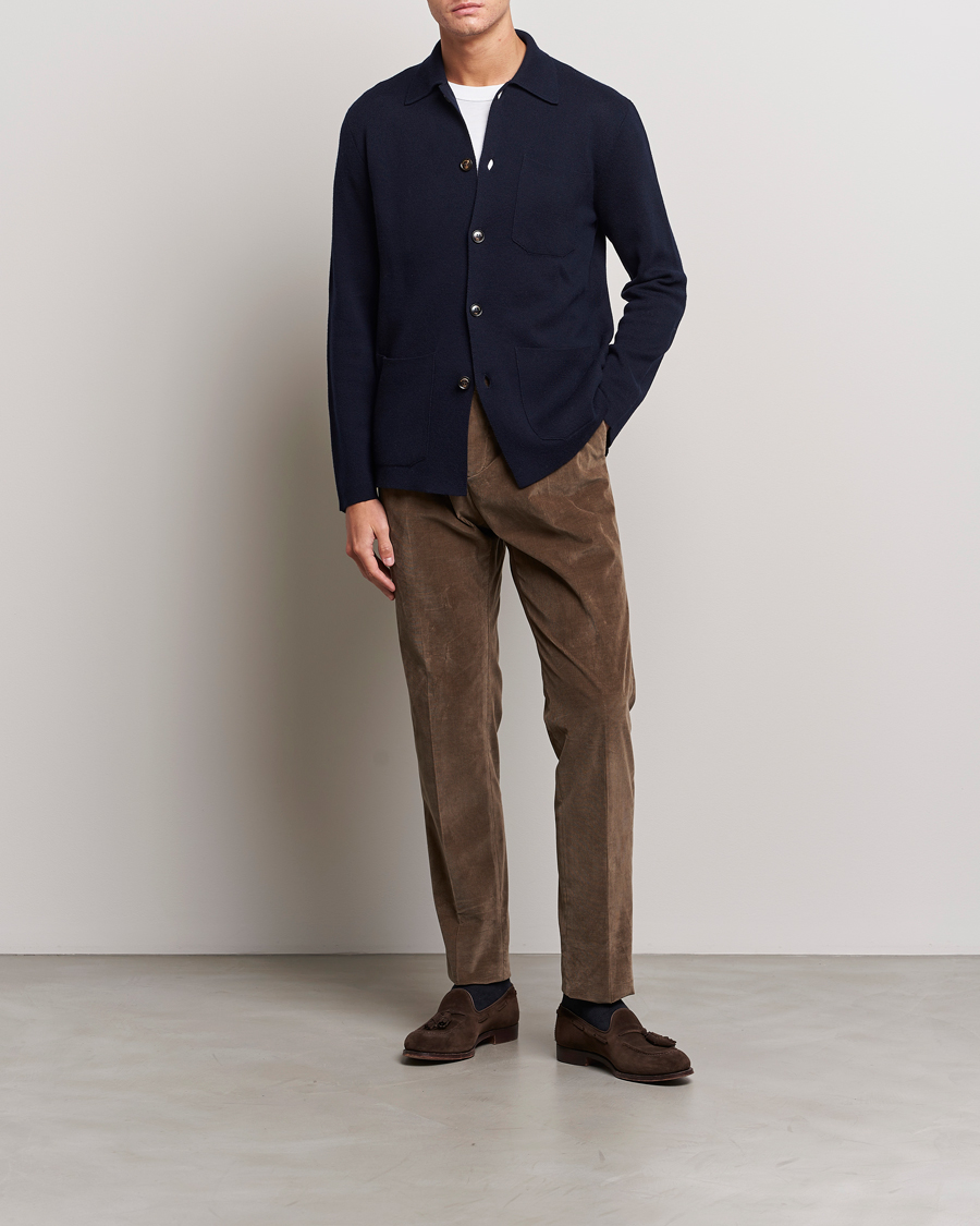 Mies | Puserot | Piacenza Cashmere | Virgin Wool Knit Cardigan Navy