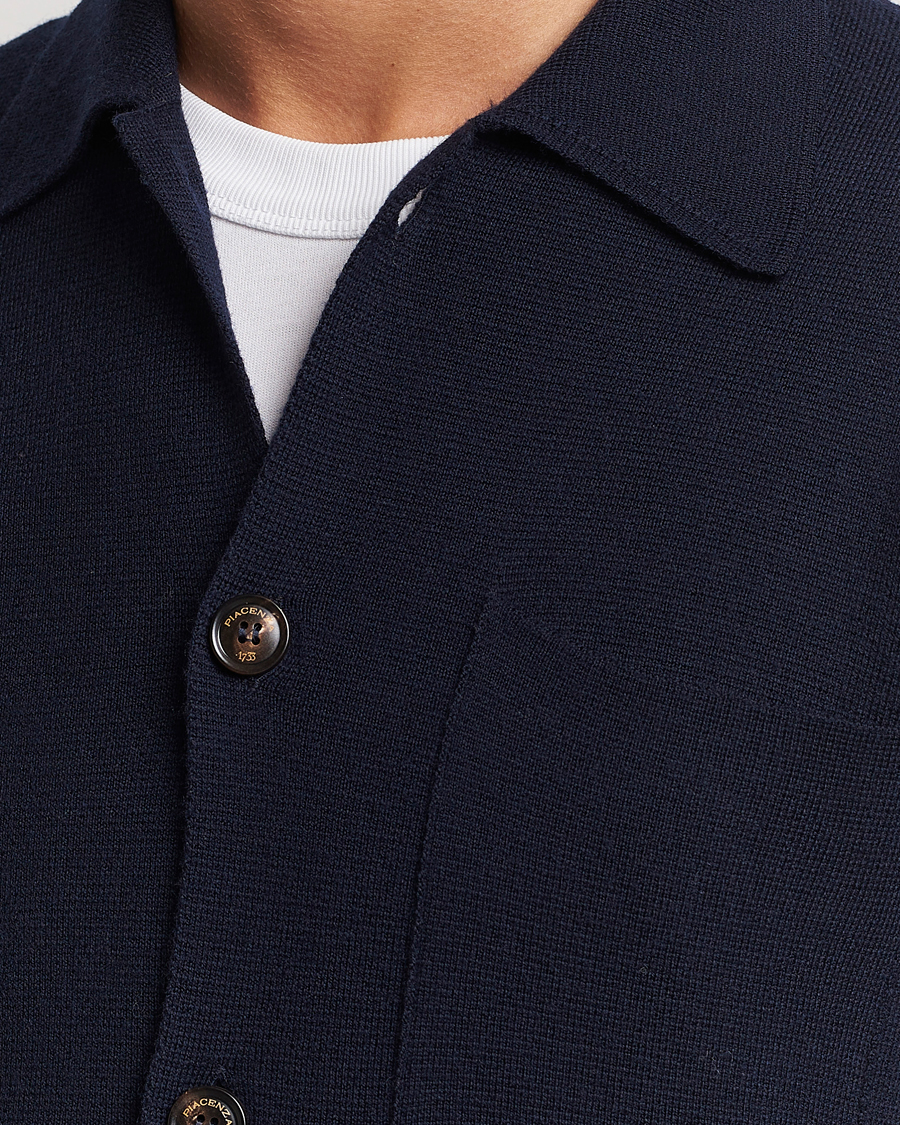 Mies | Puserot | Piacenza Cashmere | Virgin Wool Knit Cardigan Navy