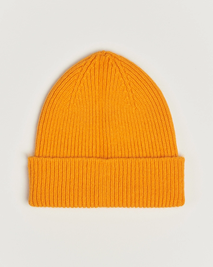 Mies | Pipot | Le Bonnet | Lambswool/Caregora Beanie Orange Peel
