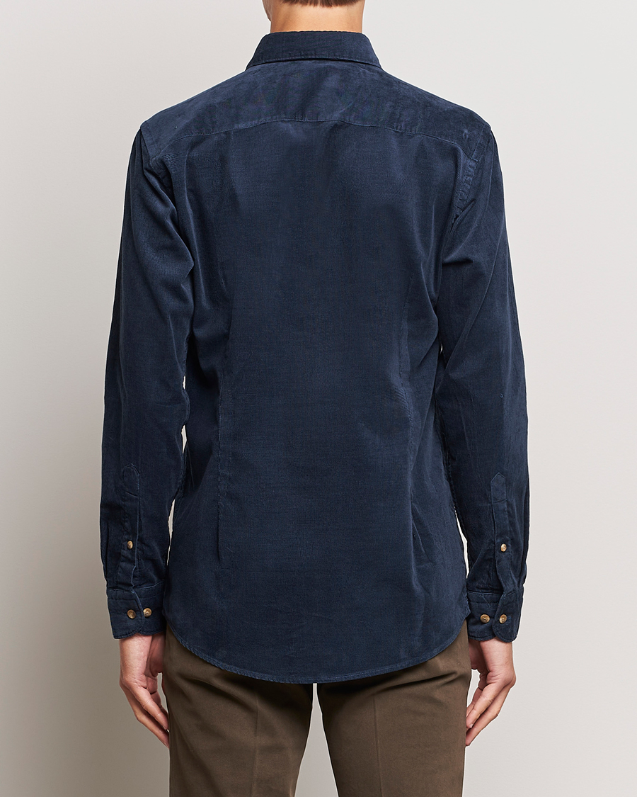 Mies | Kauluspaidat | Eton | Slim Fit Fine Wale Corduroy Shirt Navy Blue
