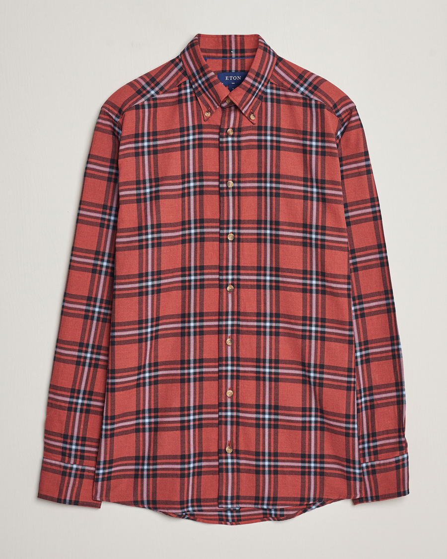 Mies | Kauluspaidat | Eton | Regular Fit Checked Flannel Shirt Red/Navy