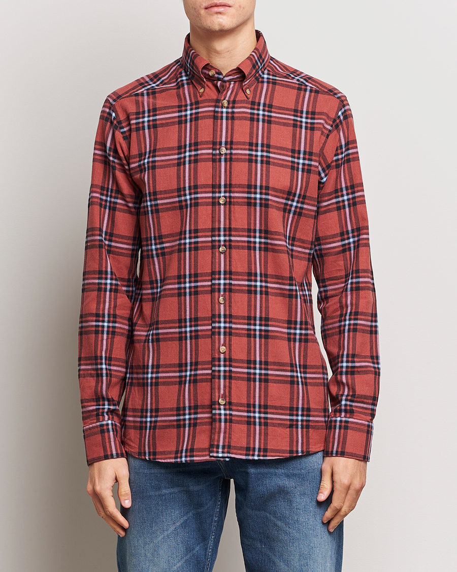 Mies | Kauluspaidat | Eton | Regular Fit Checked Flannel Shirt Red/Navy