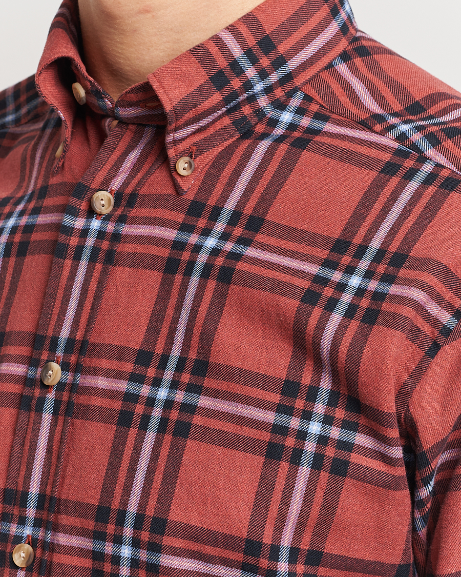 Mies | Kauluspaidat | Eton | Regular Fit Checked Flannel Shirt Red/Navy