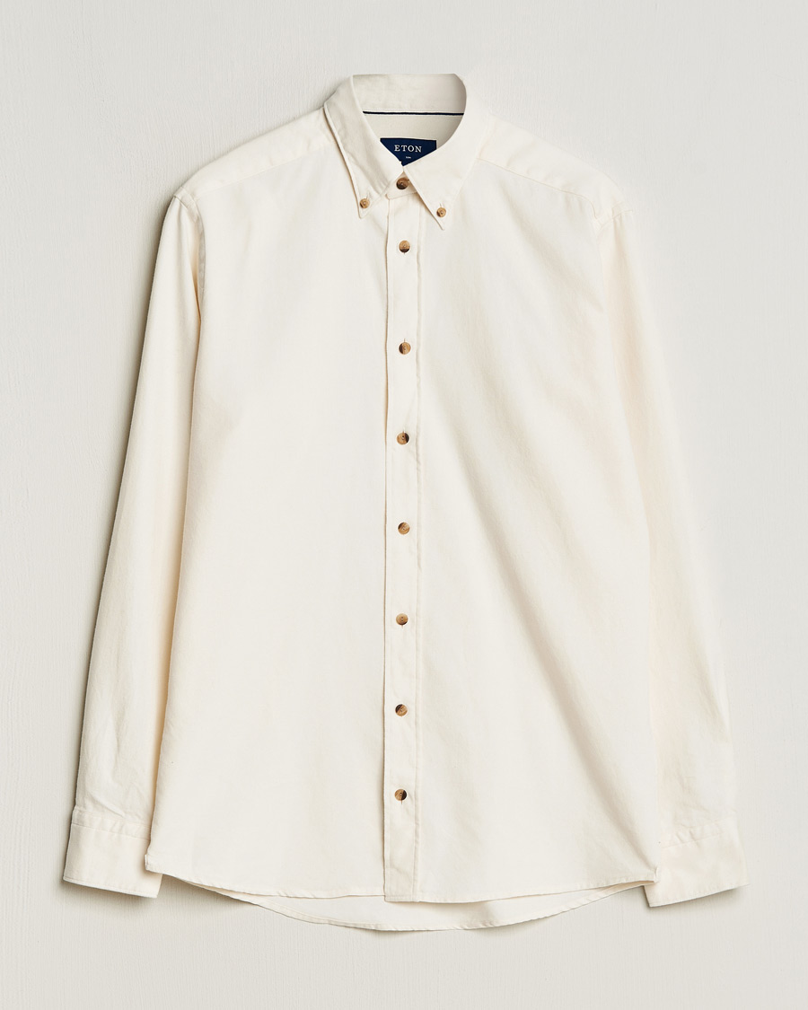 Mies | Kauluspaidat | Eton | Slim Fit Twill Flannel Shirt Off White
