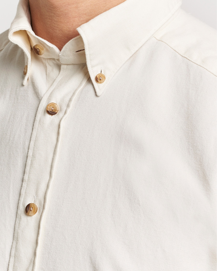 Mies | Kauluspaidat | Eton | Slim Fit Twill Flannel Shirt Off White