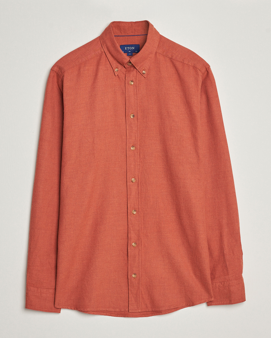 Mies | Kauluspaidat | Eton | Slim Fit Twill Flannel Shirt Rust Red