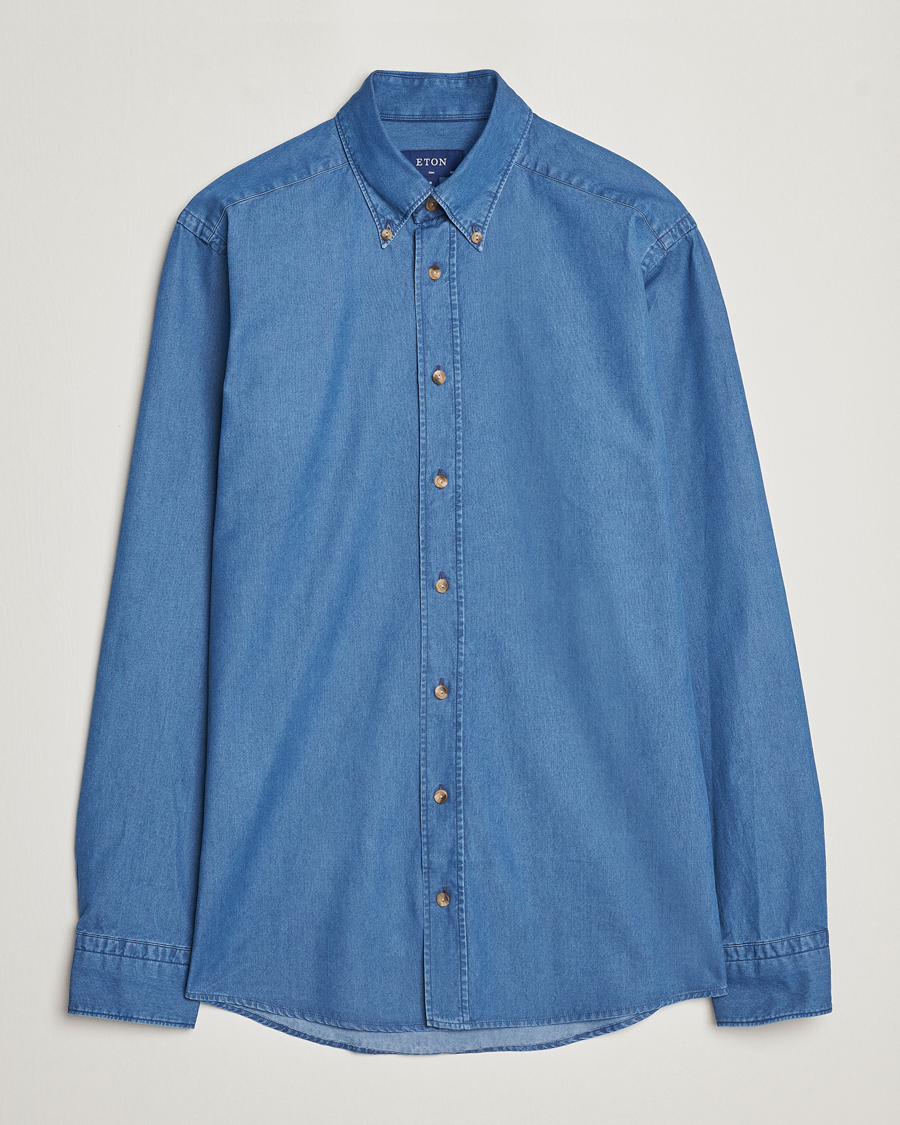 Mies |  | Eton | Slim Fit Denim Shirt Blue