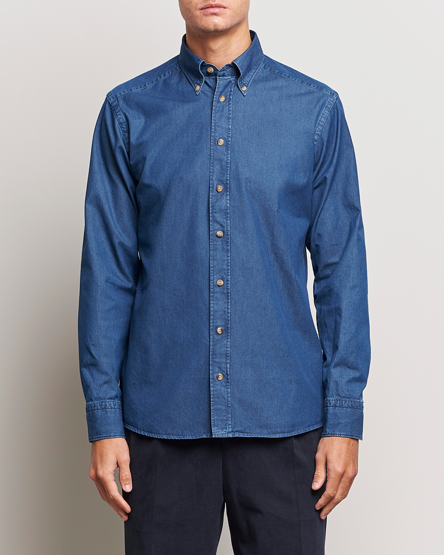 Mies |  | Eton | Slim Fit Denim Shirt Dark Blue