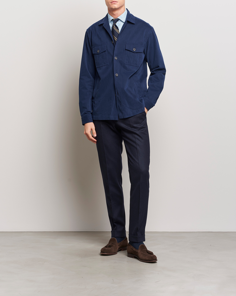 Mies | Kauluspaidat | Eton | Twill Moleskin Overshirt Navy Blue