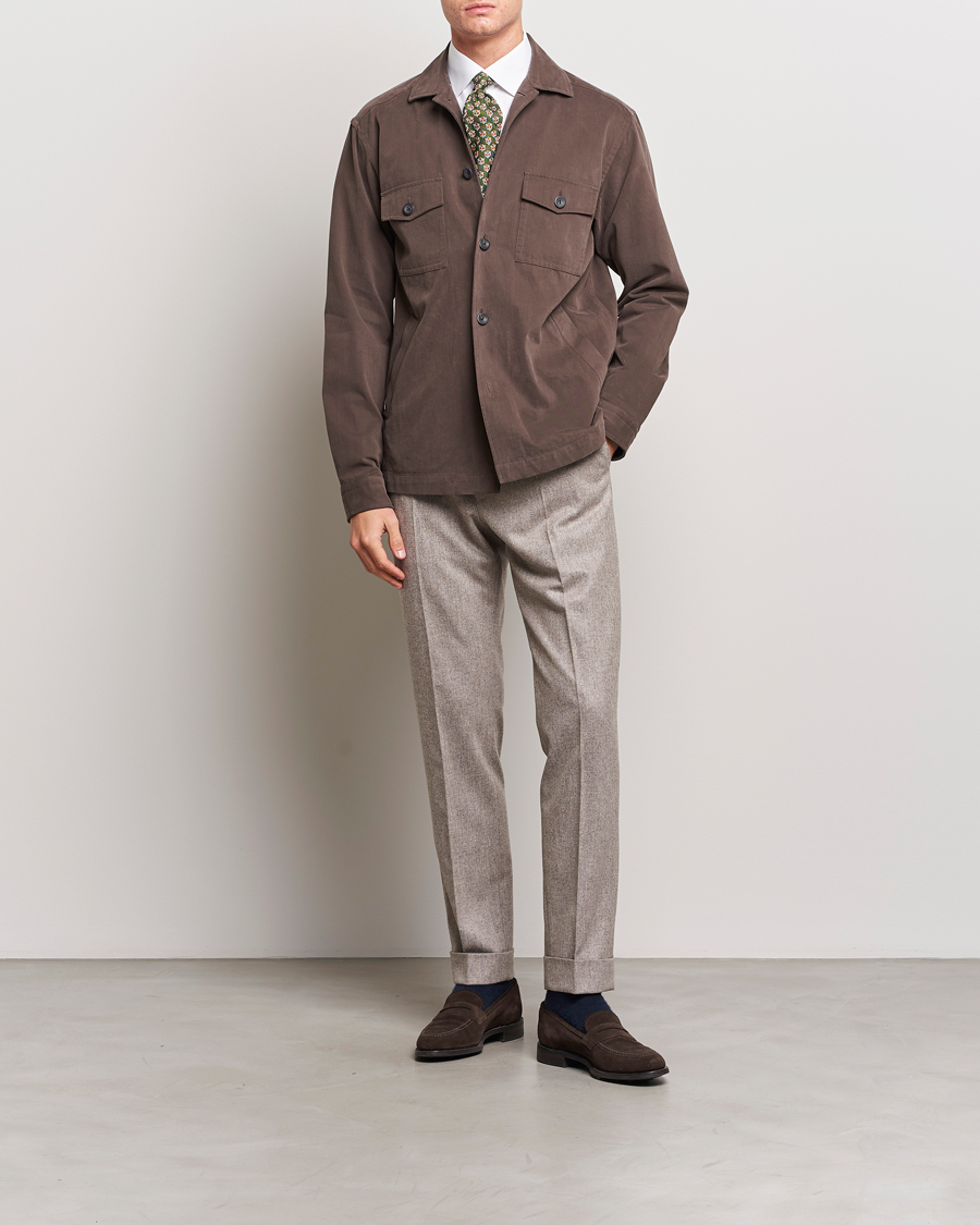 Mies | Kauluspaidat | Eton | Twill Moleskin Overshirt Dark Beige