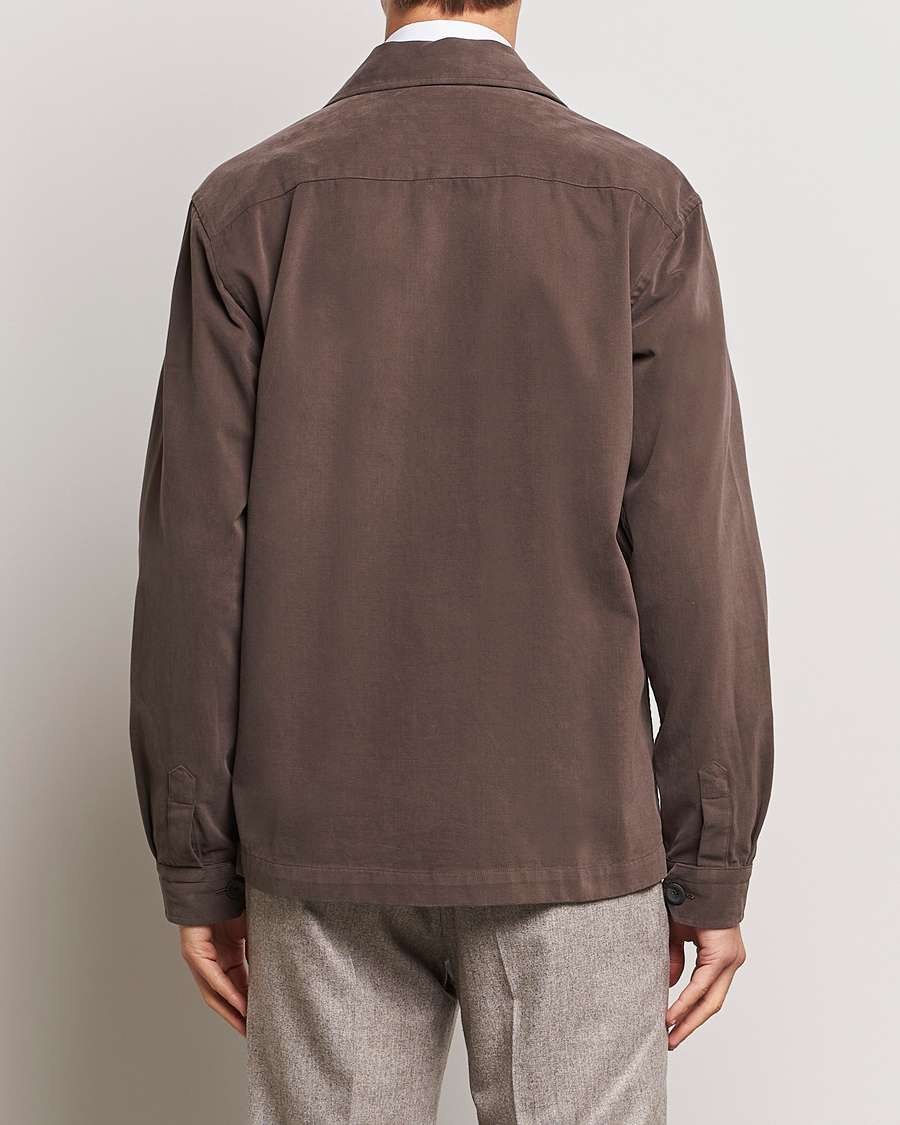 Mies | Kauluspaidat | Eton | Twill Moleskin Overshirt Dark Beige