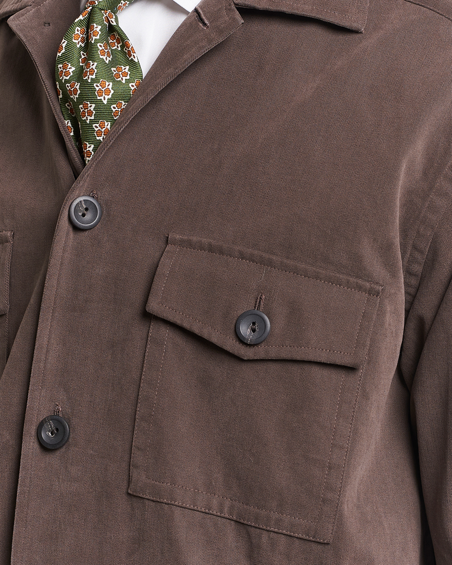 Mies | Kauluspaidat | Eton | Twill Moleskin Overshirt Dark Beige