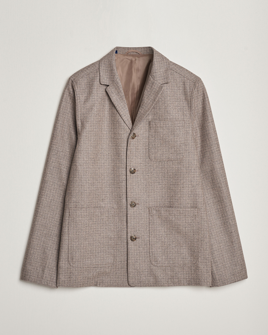 Mies | Kauluspaidat | Eton | Wool/Cashmere Checked Overshirt Brown