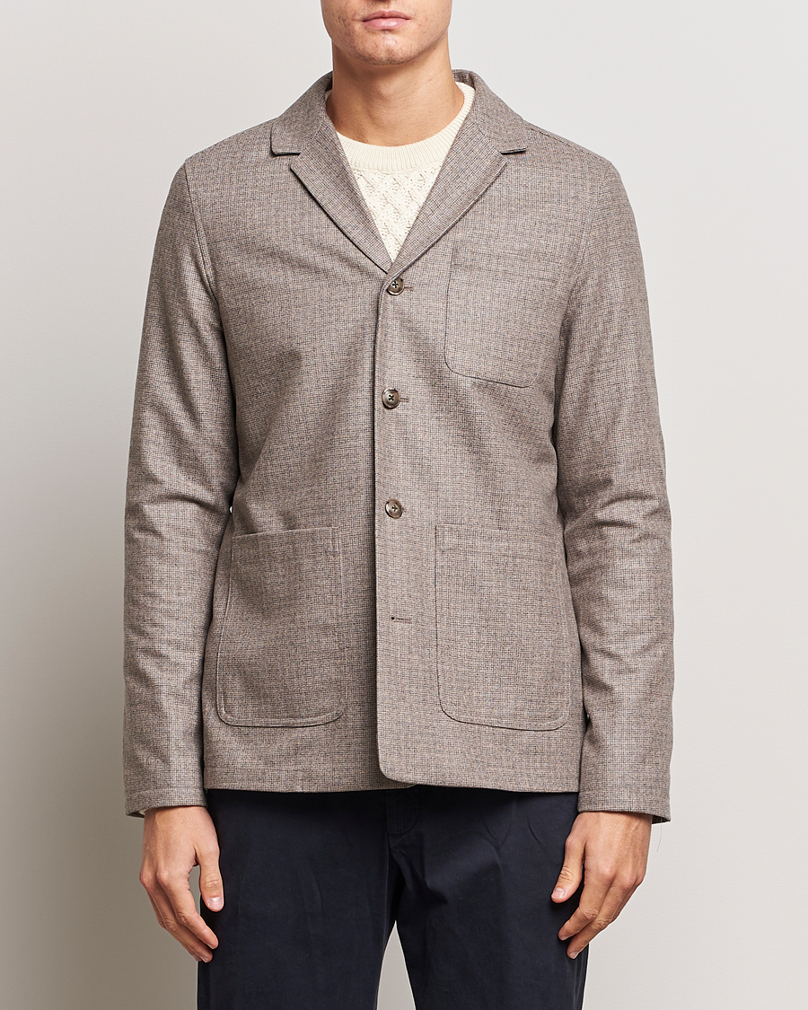 Mies | Paitatakit | Eton | Wool/Cashmere Checked Overshirt Brown