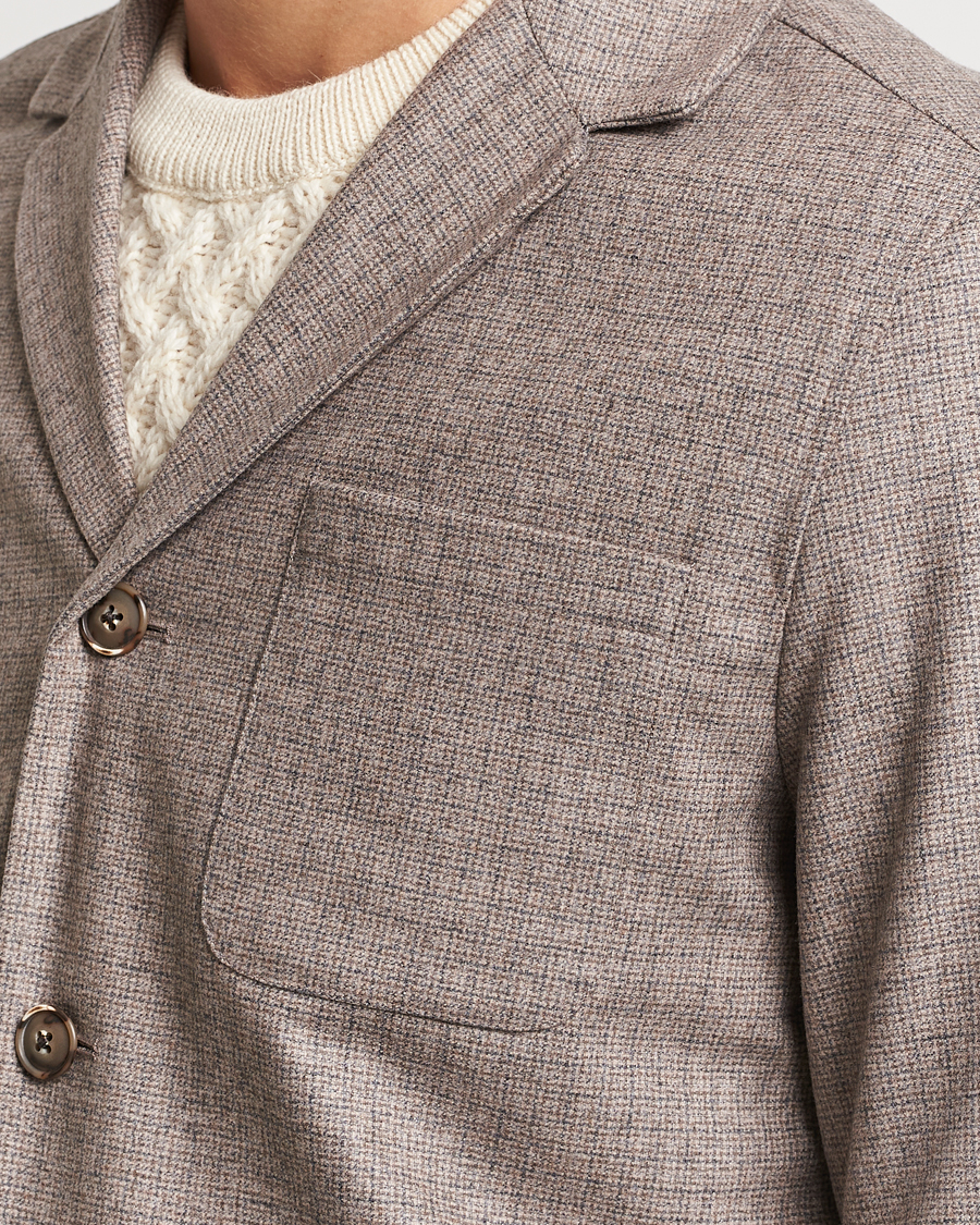 Mies | Kauluspaidat | Eton | Wool/Cashmere Checked Overshirt Brown