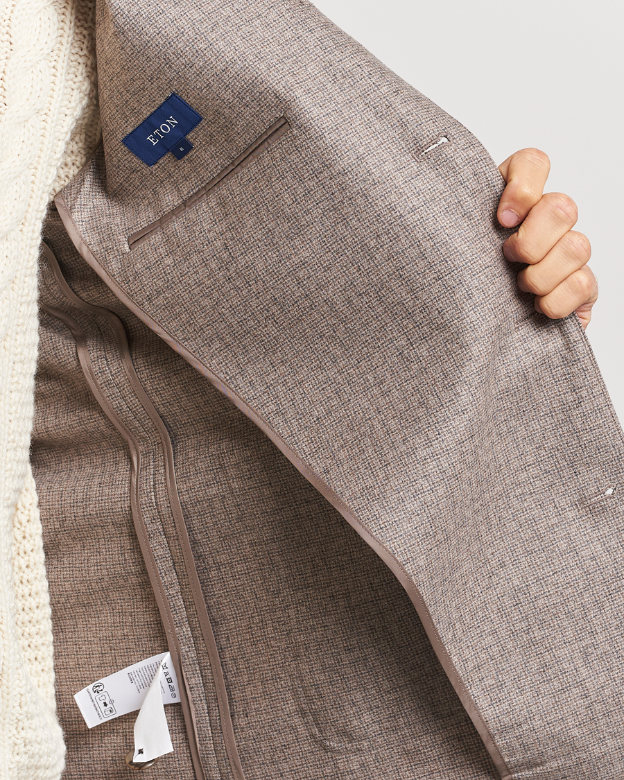 Mies | Kauluspaidat | Eton | Wool/Cashmere Checked Overshirt Brown