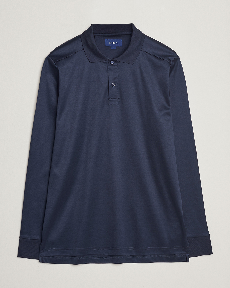 Mies | Pitkähihaiset pikeepaidat | Eton | Filo Di Scozia Long Sleeve Polo Navy Blue