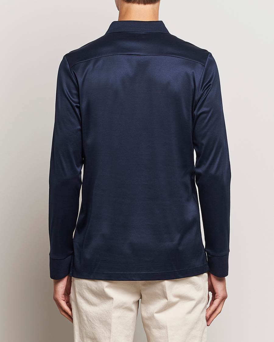 Mies | Puserot | Eton | Filo Di Scozia Long Sleeve Polo Navy Blue