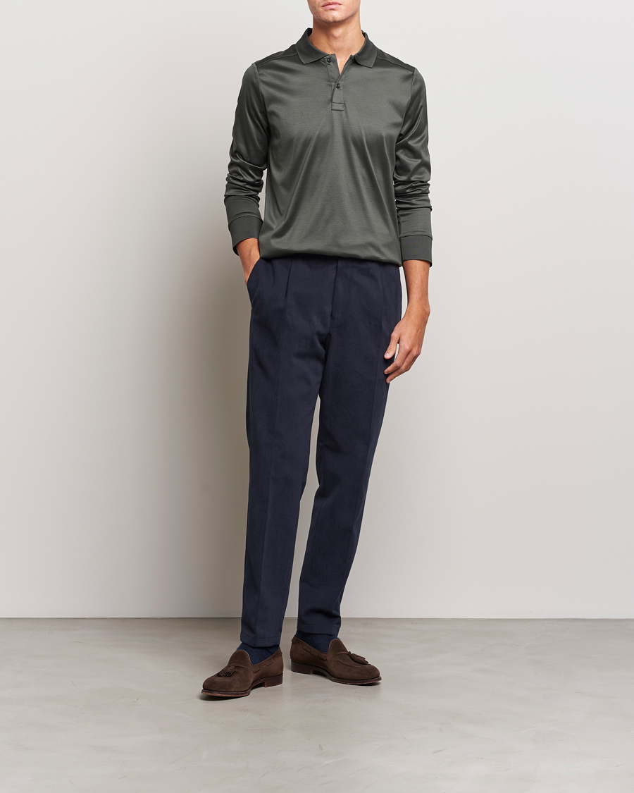 Mies | Puserot | Eton | Filo Di Scozia Long Sleeve Polo Dark Green