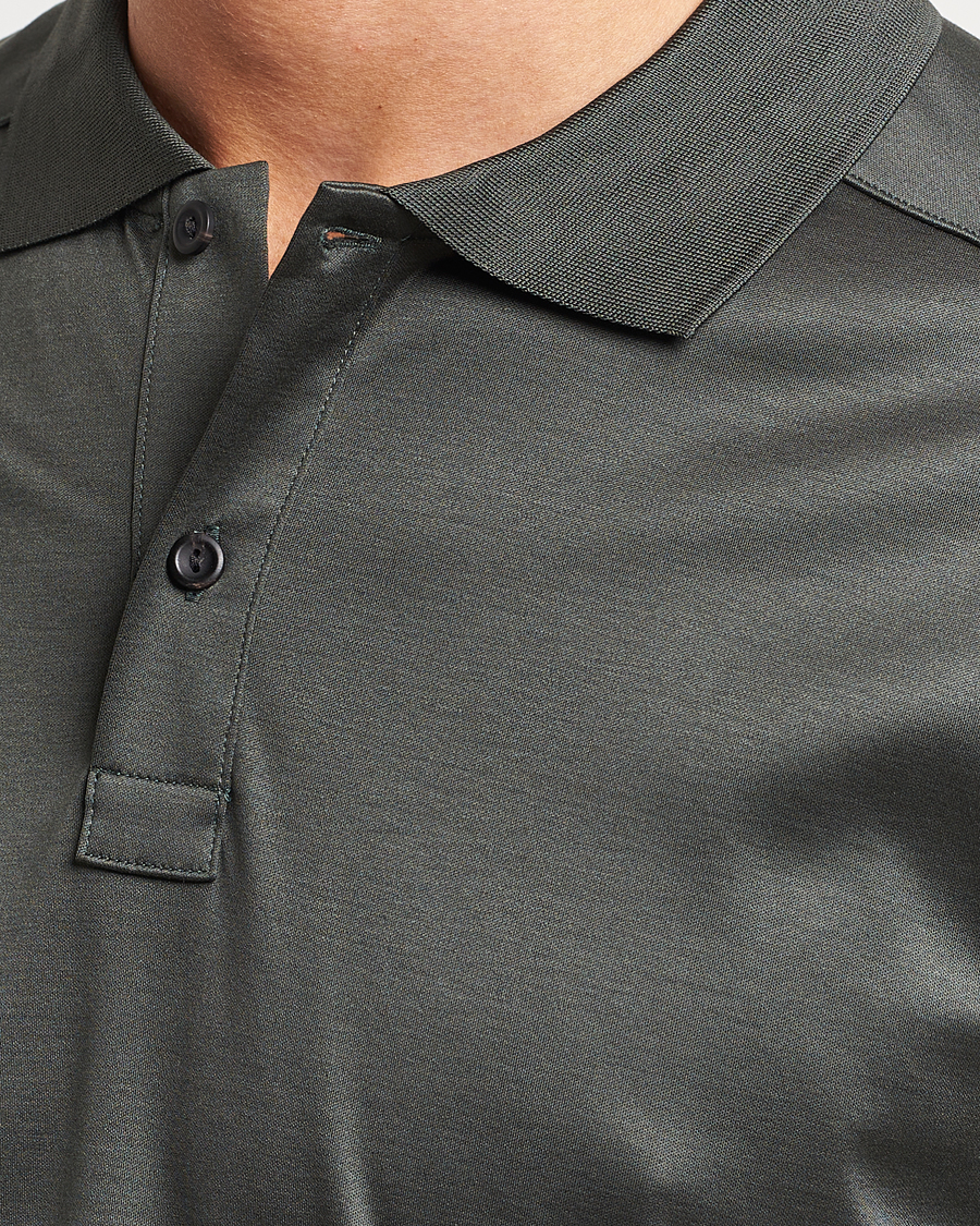 Mies | Puserot | Eton | Filo Di Scozia Long Sleeve Polo Dark Green