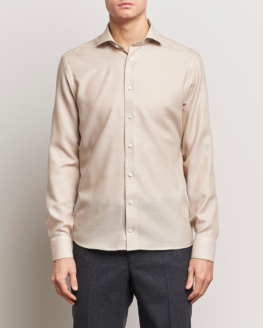Mies | Kauluspaidat | Eton | Slim Fit Merino Shirt Beige