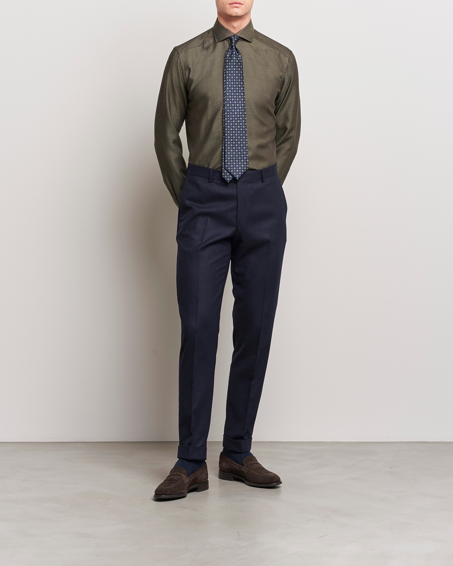 Mies | Kauluspaidat | Eton | Slim Fit Merino Shirt Dark Brown