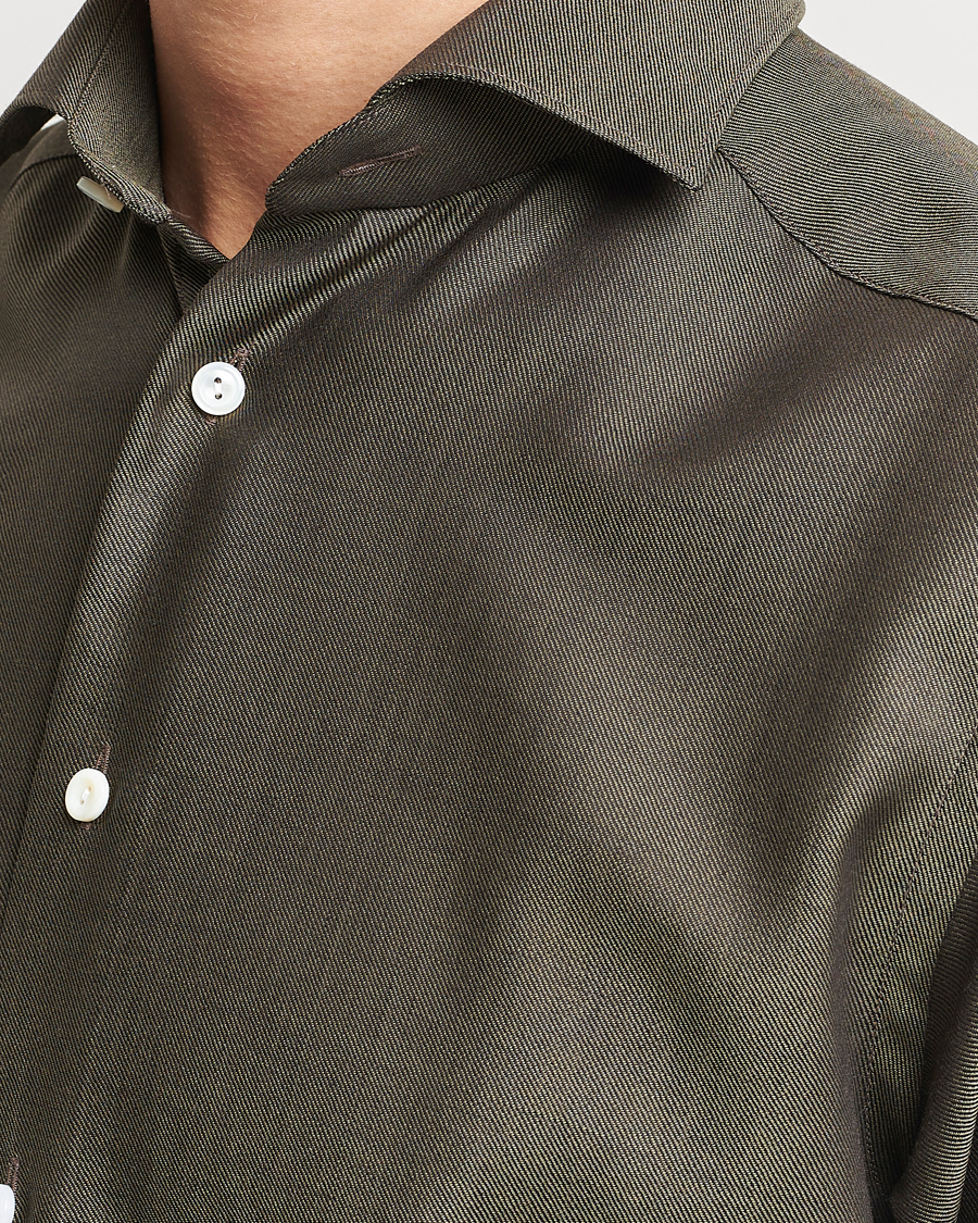 Mies | Kauluspaidat | Eton | Slim Fit Merino Shirt Dark Brown